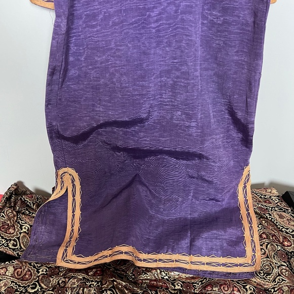 Women's Dress Caftan Tunic Robe Thobe Vintage Purple Cotton Vintage Traditional - Picture 3 of 11